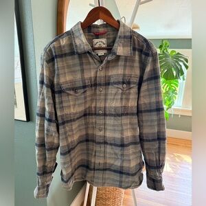 Iron & Resin Blue and Gray Plaid Button-Up Shirt XL Men’s